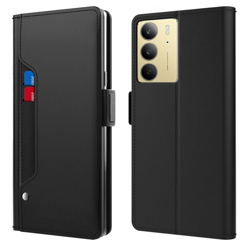 Kožený Kryt Realme C75 Zrcátko A Odnímatelný Držák Na Karty