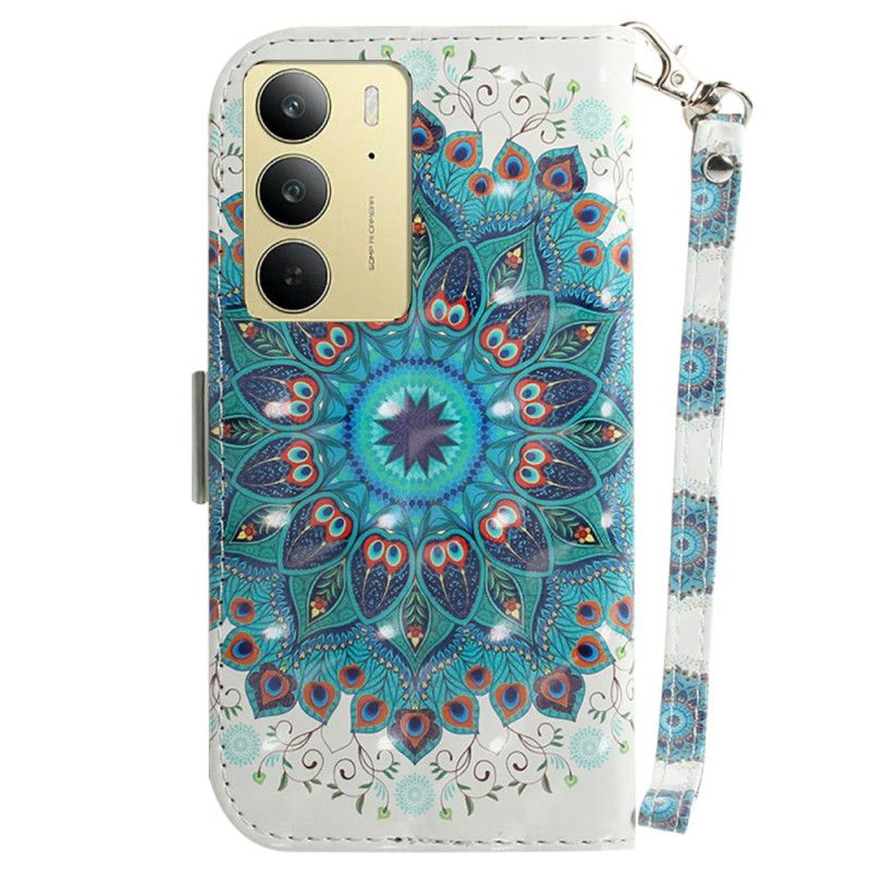 Peněženková Pouzdra Realme C75 Kryty Na Mobil Šňůrka Na Krk Se Zelenou Mandalou