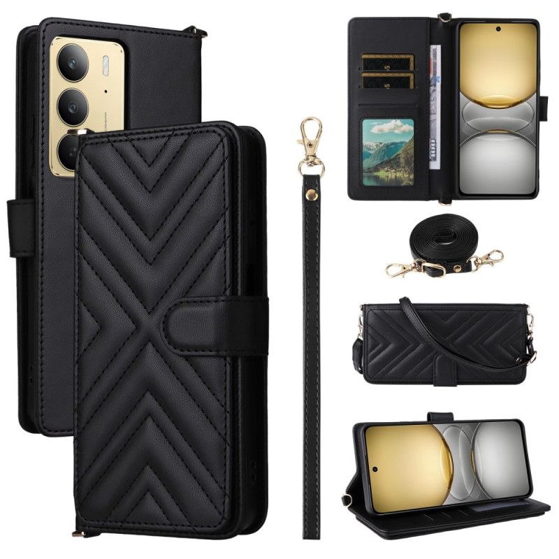 Peněženková Pouzdra Realme C75 Prémiový Design S Popruhem A Ramenním Popruhem