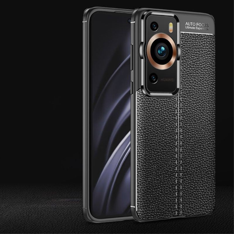 Kryt Na Huawei P60 Pro Efekt Kůže Litchi S Dvojitou Linií