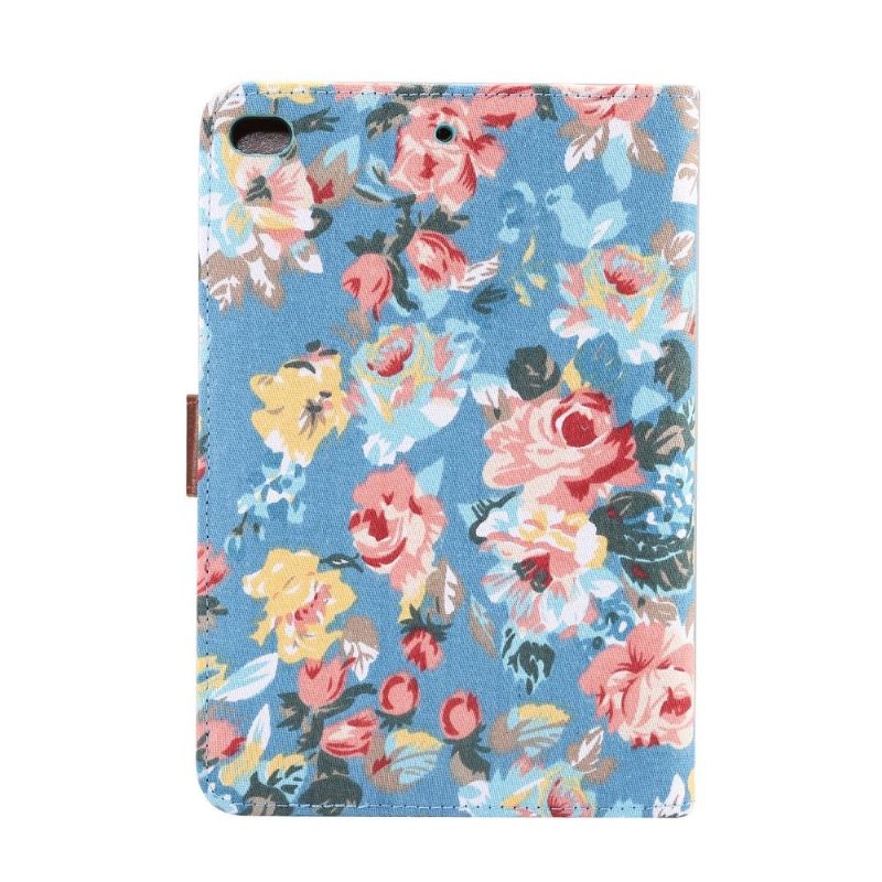 iPad Mini 2019 – Látkový Kryt Květinové Pouzdro – Modré