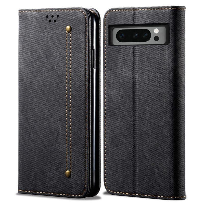 Kožené Pouzdro Folio Google Pixel 8 Pro Džínová Tkanina