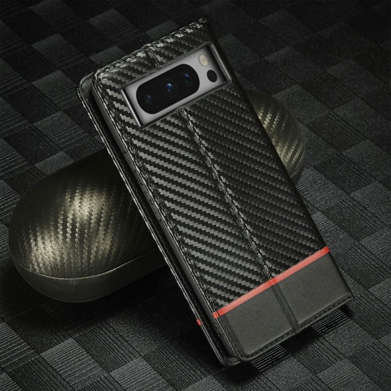 Kožené Pouzdro Folio Na Google Pixel 8 Pro Uhlíkové Vlákno Lc.imeeke
