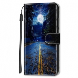 Kožený Kryt Google Pixel 8 Pro Kouzelná Krajina S Popruhem