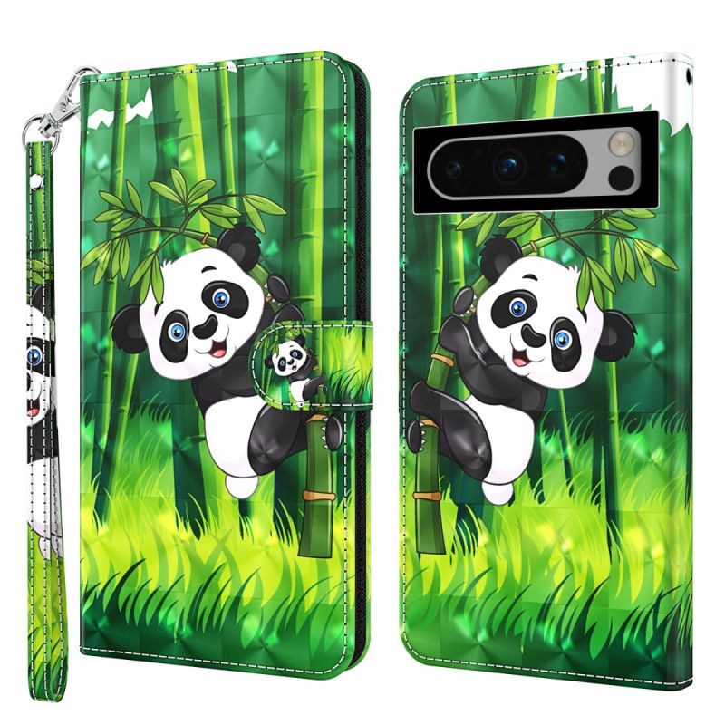 Kožený Kryt Google Pixel 8 Pro Panda Bamboo S Popruhem