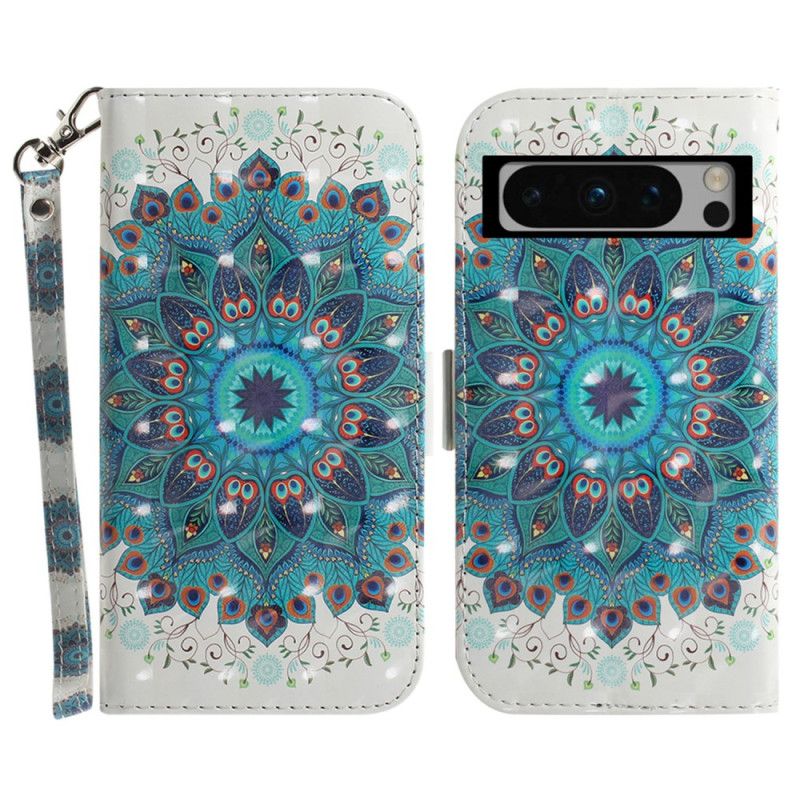 Kožený Kryt Google Pixel 8 Pro Zelená Mandala S Popruhem