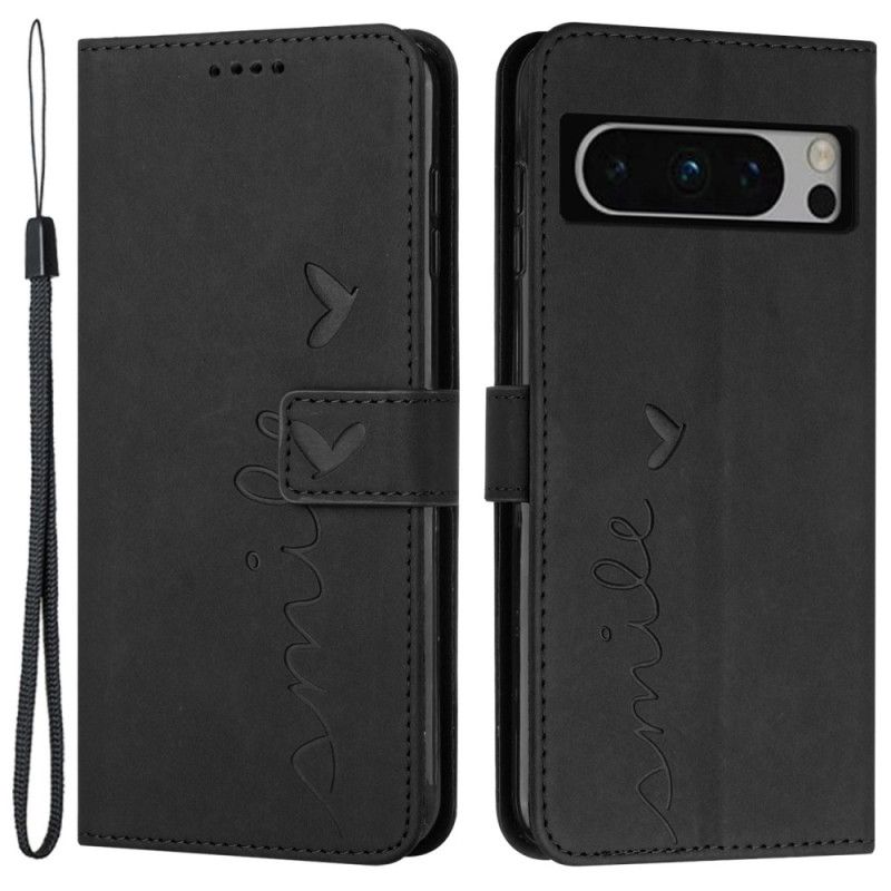 Kožený Kryt Na Google Pixel 8 Pro Usmívej Se S Lanyardem