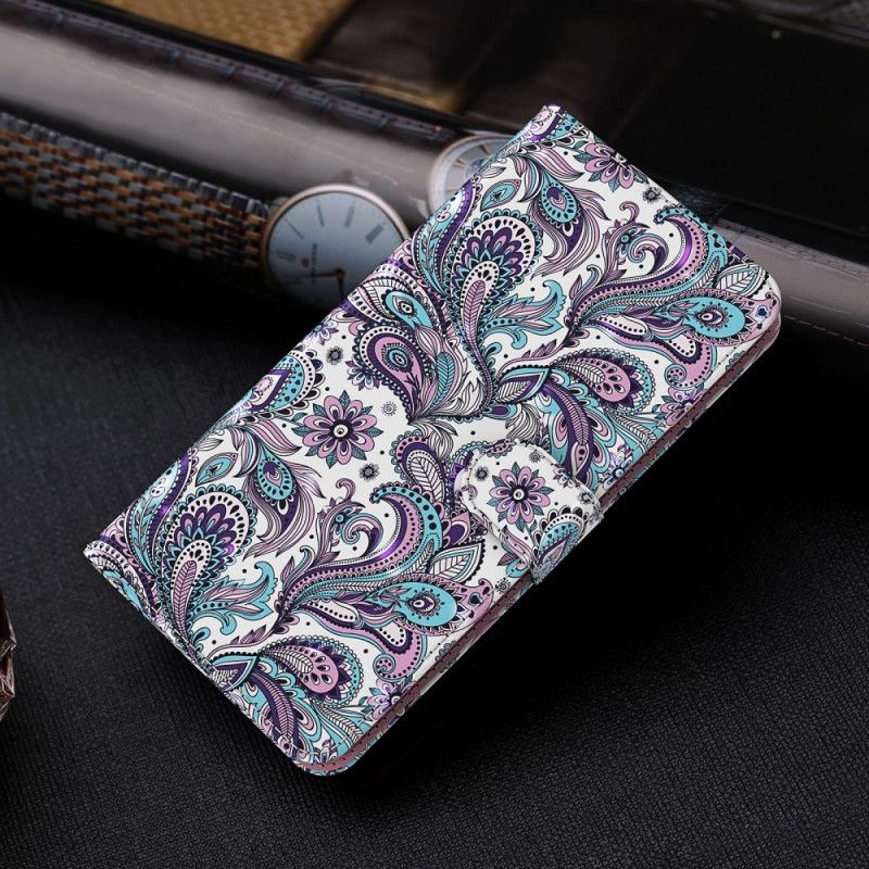 Peněženková Pouzdra Google Pixel 8 Pro Kryty Na Mobil Paisleyův Vzor S Popruhem