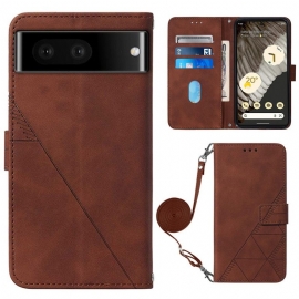 Peněženková Pouzdra Google Pixel 8 Pro Kryty Na Mobil Trojúhelníky S Ramenním Popruhem