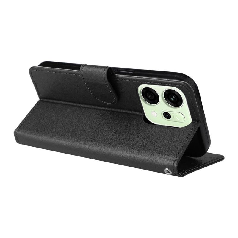 Kožený Kryt Oppo Reno 14 5g Efekt Obyčejné Kůže S Řemínkem