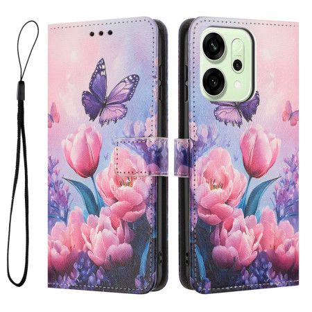 Kožený Kryt Oppo Reno 14 5g Květinový Vzor