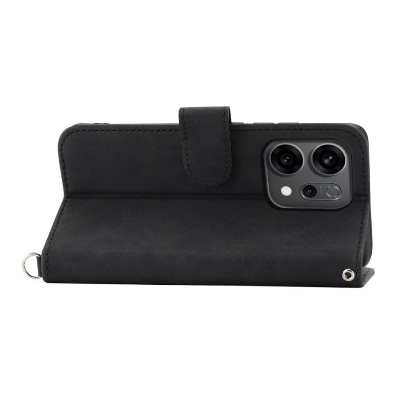 Kožený Kryt Oppo Reno 14 5g Květinový Vzor A Popruhy