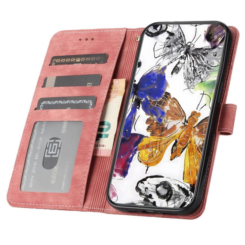 Peněženková Pouzdra Oppo Reno 14 5g Kryty Na Mobil Motýli S Efektem Semiše