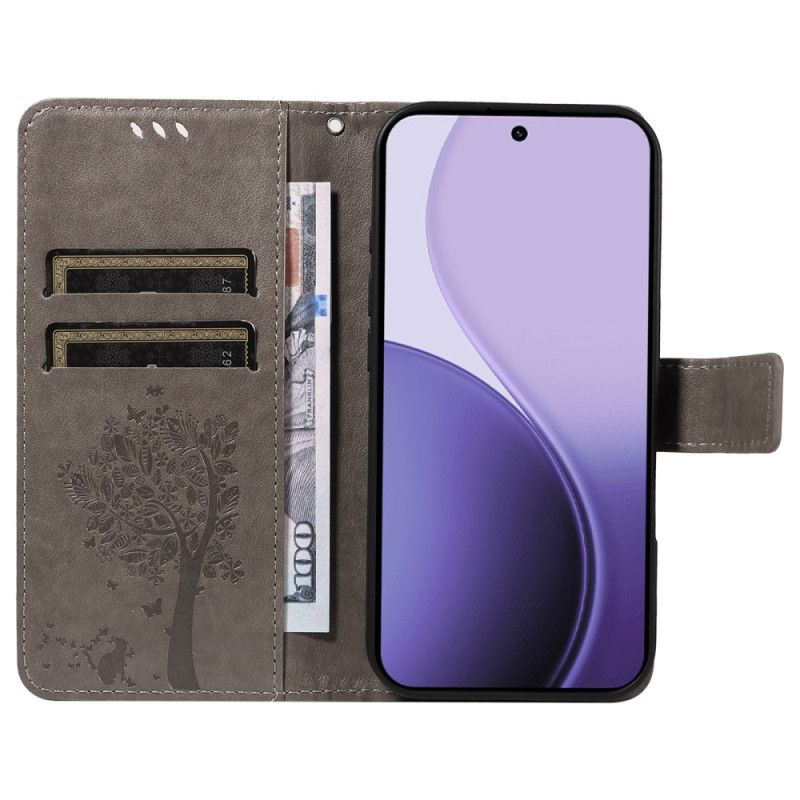 Peněženková Pouzdra Oppo Reno 14 5g Kryty Na Mobil Strom A Kočka