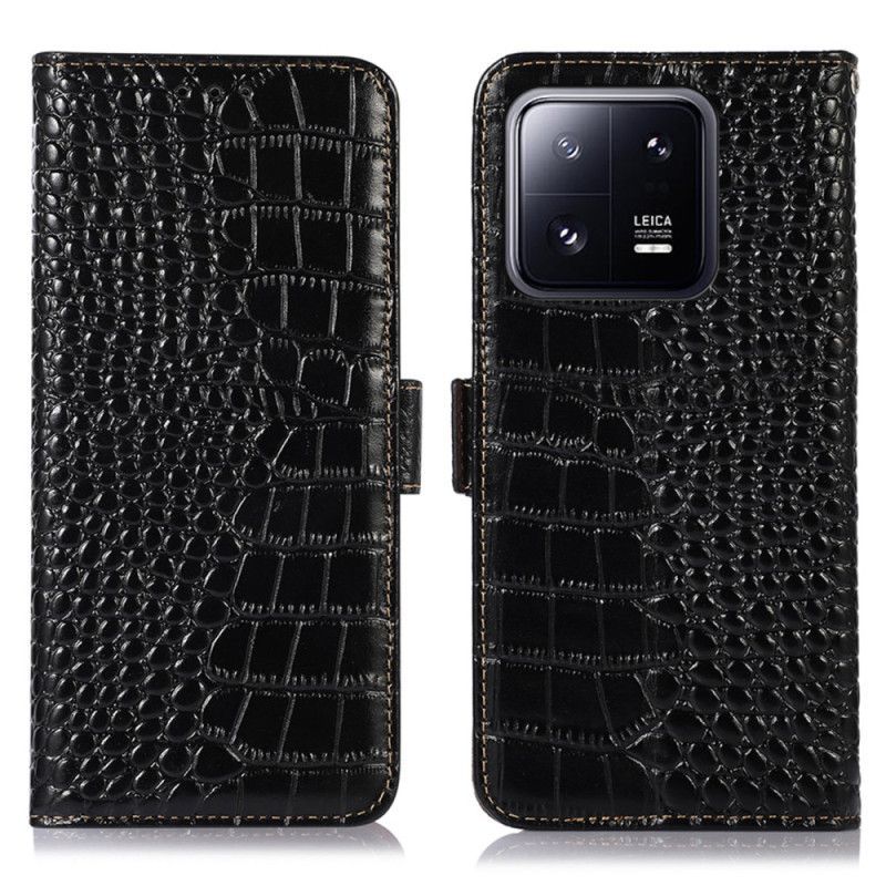 Flipové Pouzdro Na Xiaomi 13 Pro Rfid Ve Stylu Krokodýla