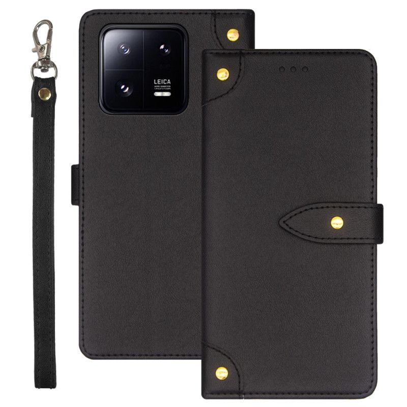 Kožené Pouzdro Na Xiaomi 13 Pro Nýty A Popruhy Idewei