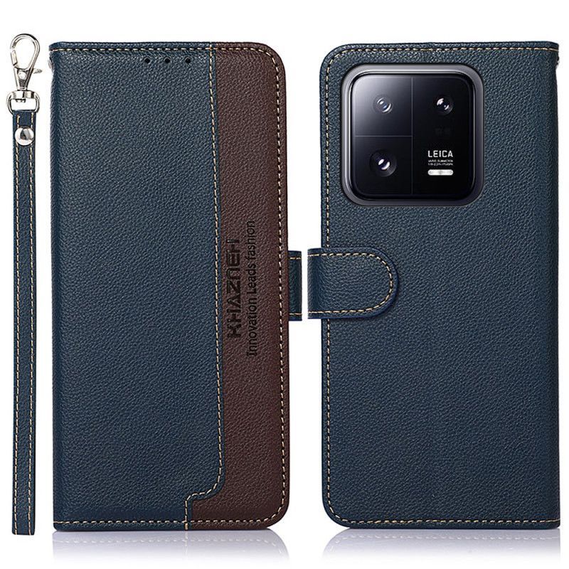 Kožené Pouzdro Na Xiaomi 13 Pro Rfid Khazneh Ve Stylu Liči