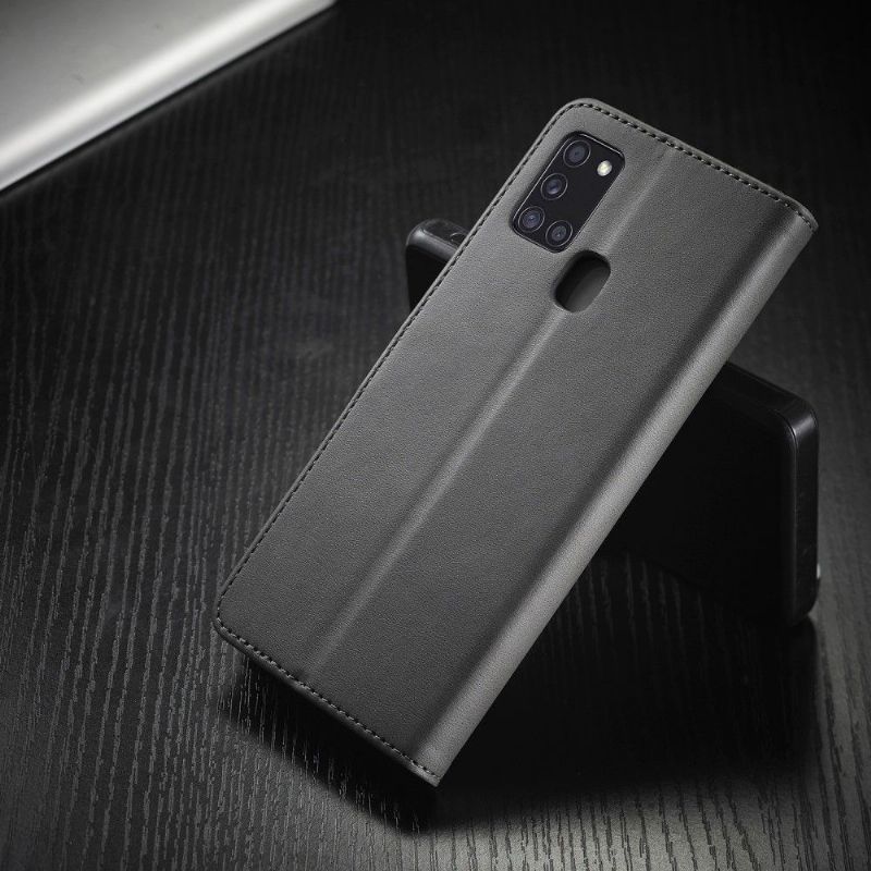Kožené Pouzdro Folio Na Samsung Galaxy A21s Kožený Efekt Tommy Style - Šedá