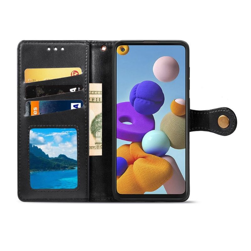 Kožené Pouzdro Na Samsung Galaxy A21s Držák Karet Z Umělé Kůže Indila