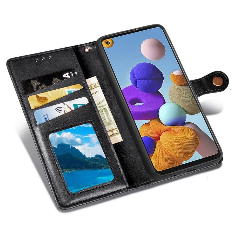 Kožené Pouzdro Na Samsung Galaxy A21s Držák Karet Z Umělé Kůže Indila