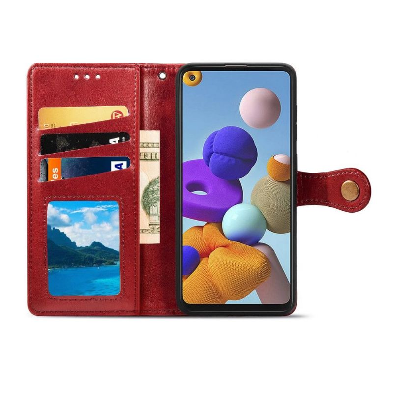 Kožené Pouzdro Na Samsung Galaxy A21s Držák Karet Z Umělé Kůže Indila