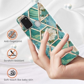 Kryt Na Samsung Galaxy A21s Mramorové A Bílé Květy