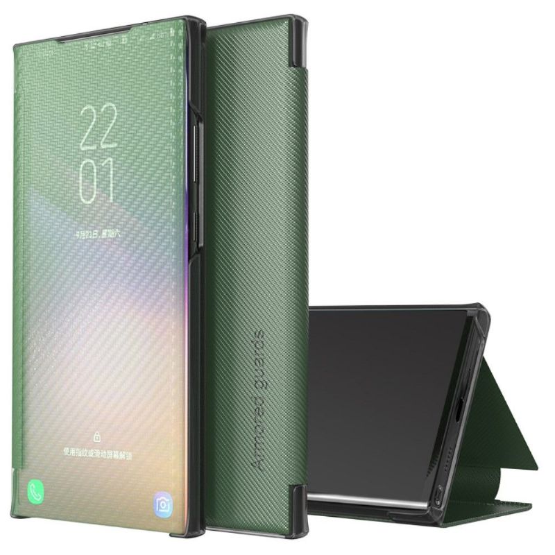 Kryty Na Mobil Na Samsung Galaxy A21s Flipové Pouzdro Uhlíkové Vlákno
