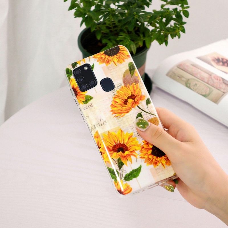 Kryty Na Mobil Na Samsung Galaxy A21s Vintage Slunečnicová Zářivka