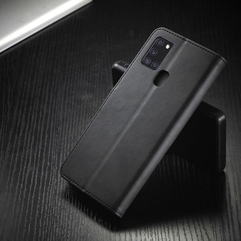 Pouzdra Na Samsung Galaxy A21s Kožený Efekt Tommy Style - Černá