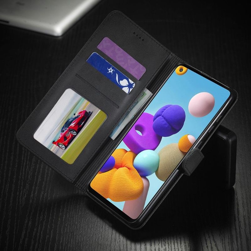 Pouzdra Na Samsung Galaxy A21s Kožený Efekt Tommy Style - Černá