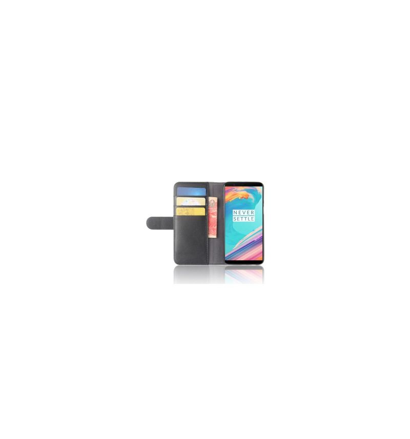Flipové Pouzdro Na OnePlus 5T Prémiová Kůže - Černá