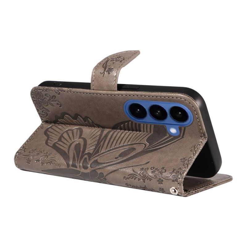 Kožený Kryt Na Samsung Galaxy S26 Grafický Motýl