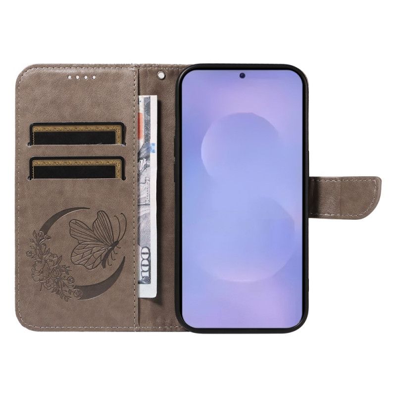 Kožený Kryt Na Samsung Galaxy S26 Grafický Motýl