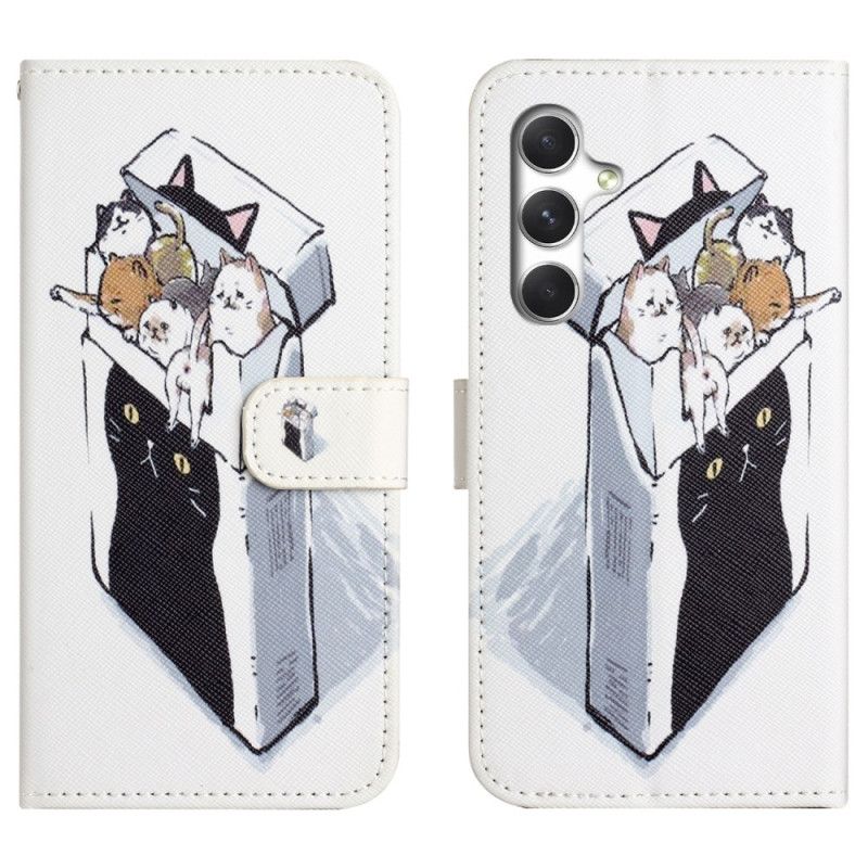 Kožený Kryt Na Samsung Galaxy S26 Kočky V Krabici