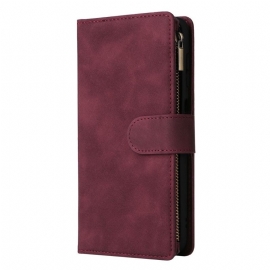 Kožený Kryt Na Samsung Galaxy S26 Peněženka Na Zip S Efektem Semiše