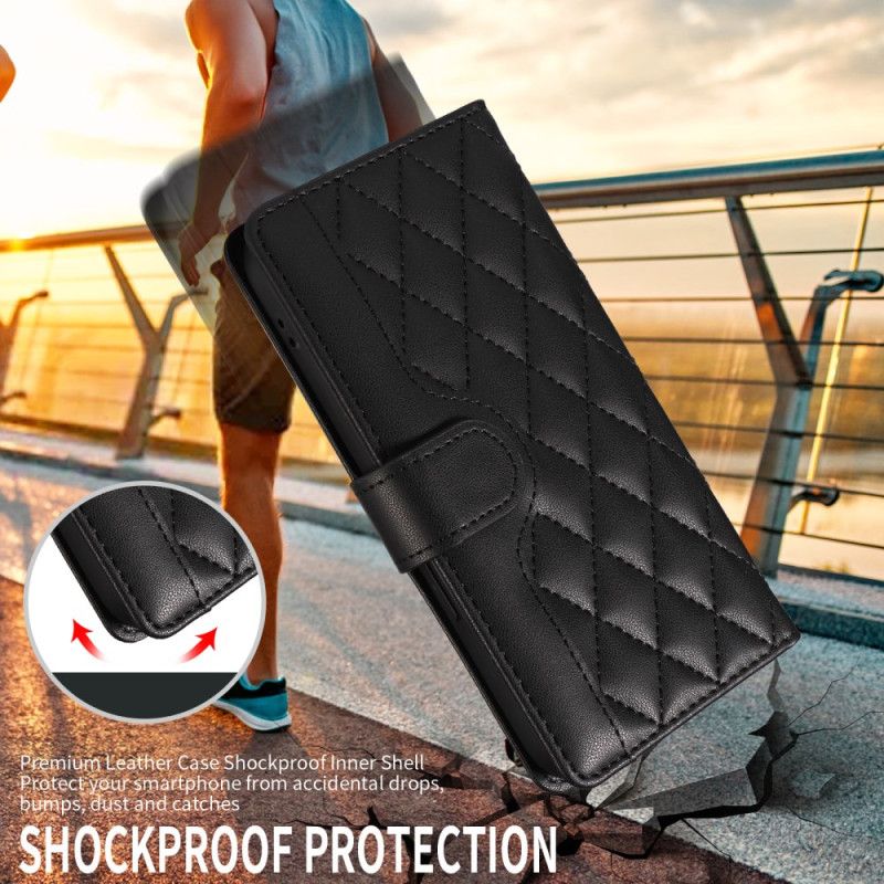 Kožený Kryt Na Samsung Galaxy S26 Prošívané S Popruhy