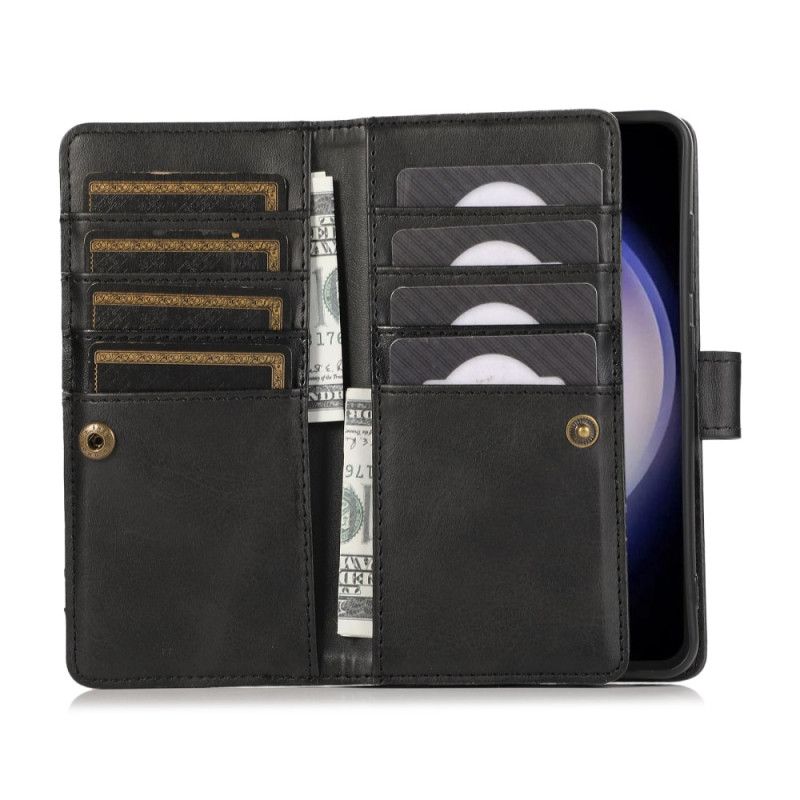 Kožený Kryt Samsung Galaxy S26 Magnetická Peněženka A Šňůrka Na Krk