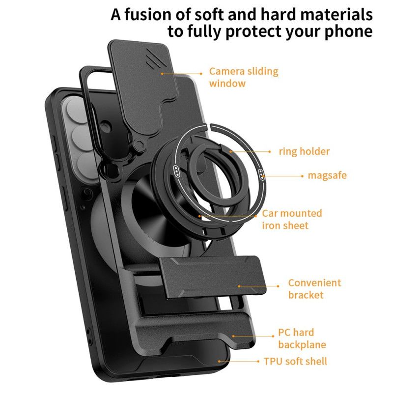 Kryt Samsung Galaxy S26 Magnetický Skládací Držák Na Prsteny A Chránič Fotoaparátu