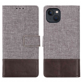 Flipové Pouzdro Na iPhone 14 Plus Efekt Látky A Kůže Muxma