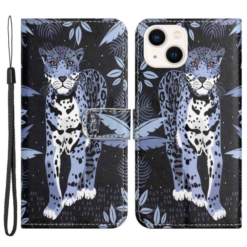 Flipové Pouzdro Na iPhone 14 Plus Na Lana Strappy Leopard