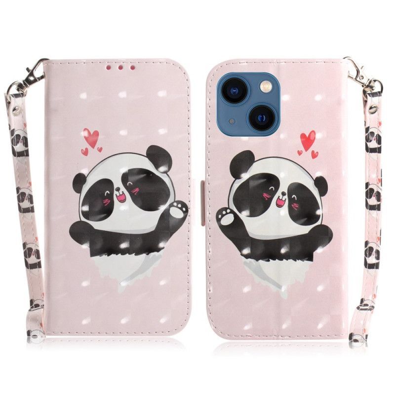 Flipové Pouzdro Na iPhone 14 Plus Na Lana Strappy Panda