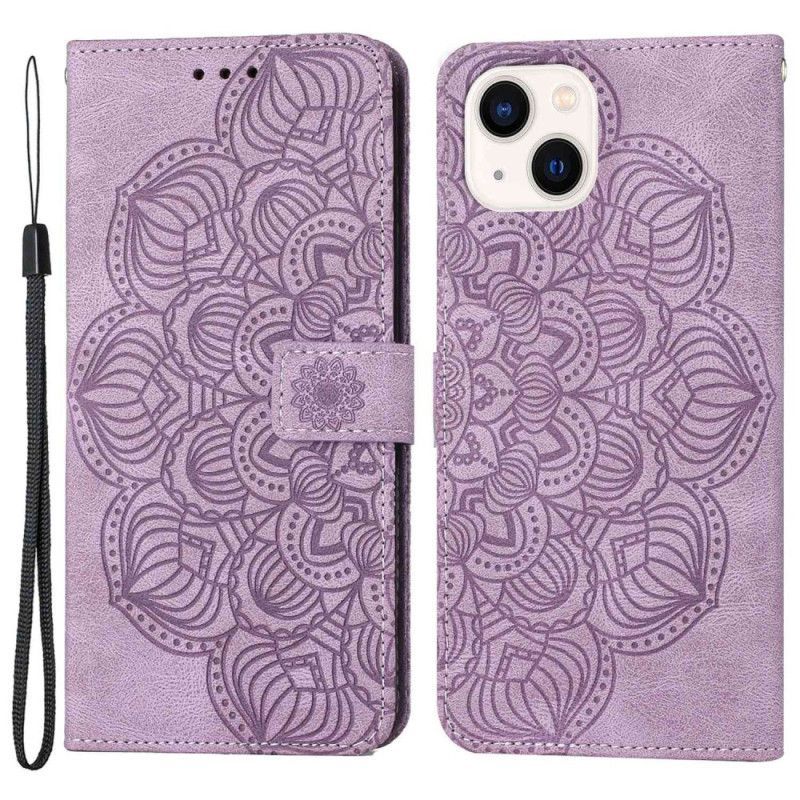 Flipové Pouzdro Na iPhone 14 Plus Mandala Se Šňůrkou