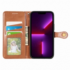 Flipové Pouzdro Na iPhone 14 Plus Nýtovací Spona A Popruh