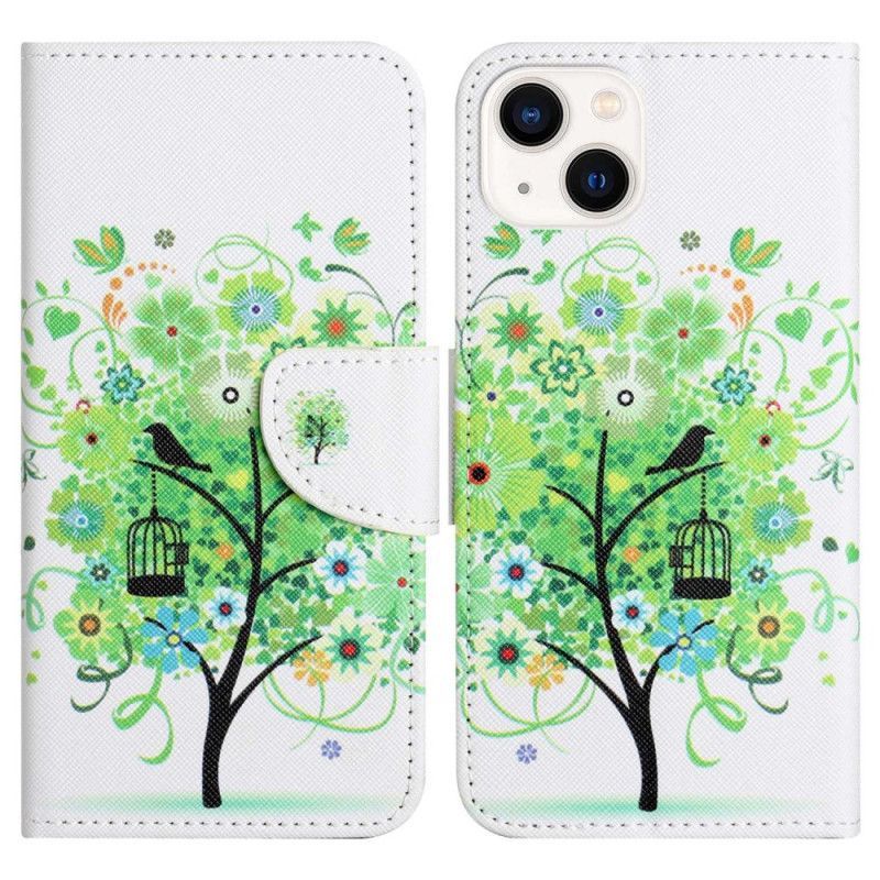 Flipové Pouzdro Na iPhone 14 Plus Zelené Listí