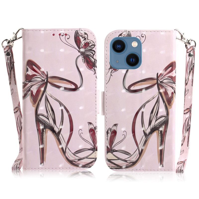 Kožené Pouzdro Na iPhone 14 Plus Na Lana Strappy Pumpa