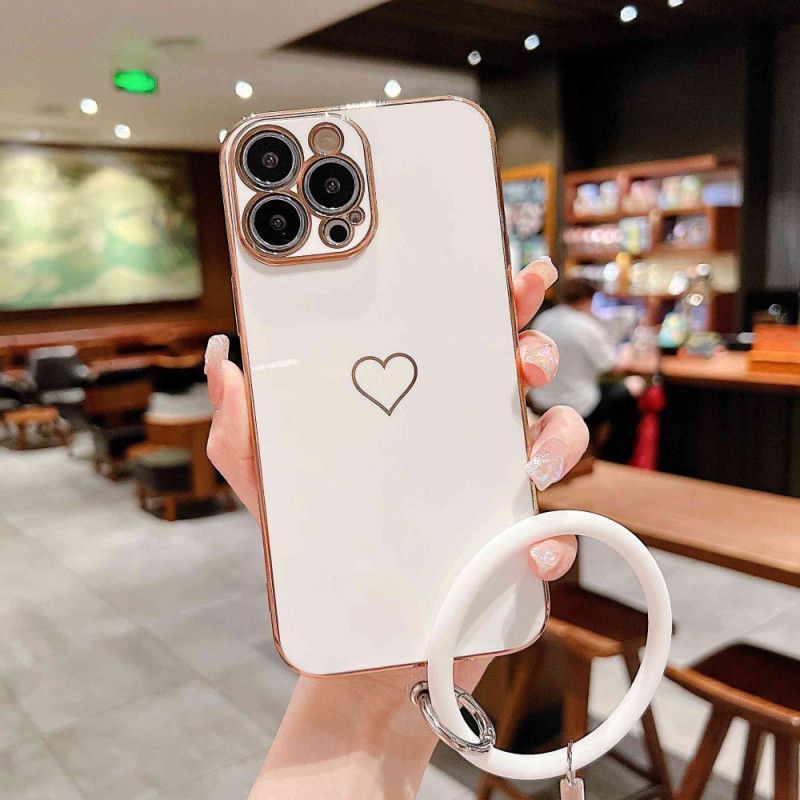Kryt Na iPhone 14 Plus Srdce S Páskem Ve Stylu Prstenu