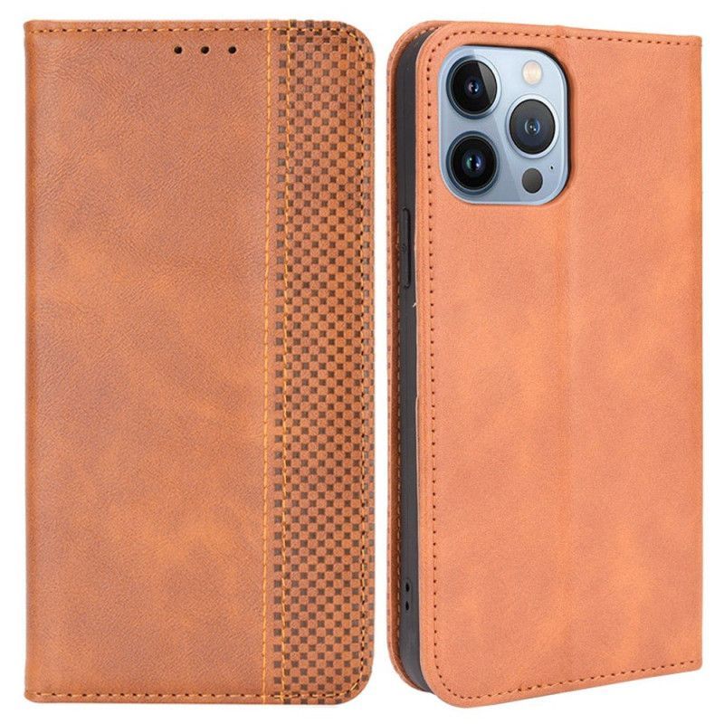 Kryty Na Mobil Na iPhone 14 Plus Flipové Pouzdro Stylizovaný Vintage Kožený Efekt