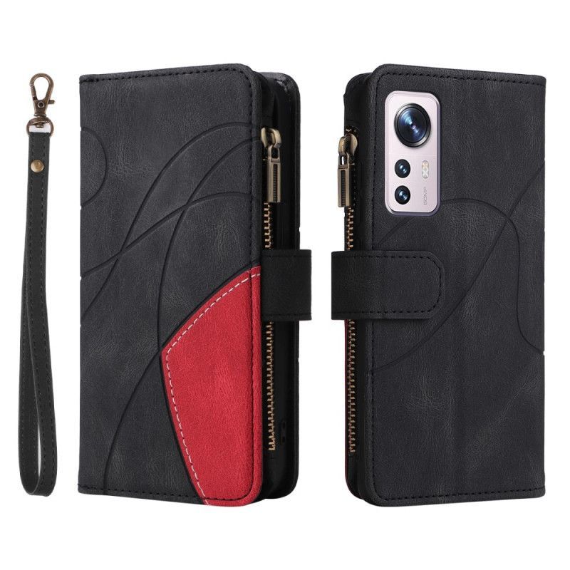 Flipové Pouzdro Na Xiaomi 12 / 12X Dvoubarevná S Peněženkou Na Mince