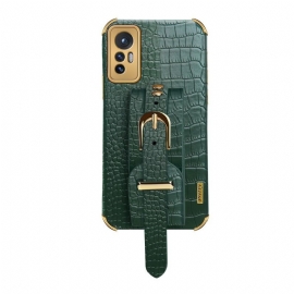 Kryt Na Xiaomi 12 / 12X Krokodýlí Styl S Podpůrným Popruhem