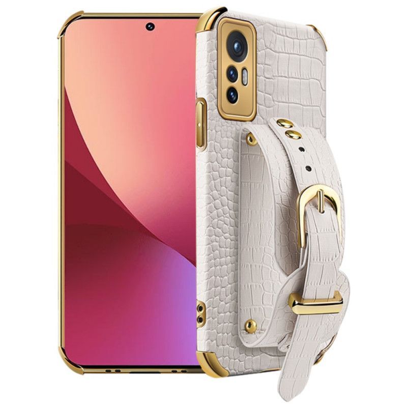 Kryt Na Xiaomi 12 / 12X Krokodýlí Styl S Podpůrným Popruhem